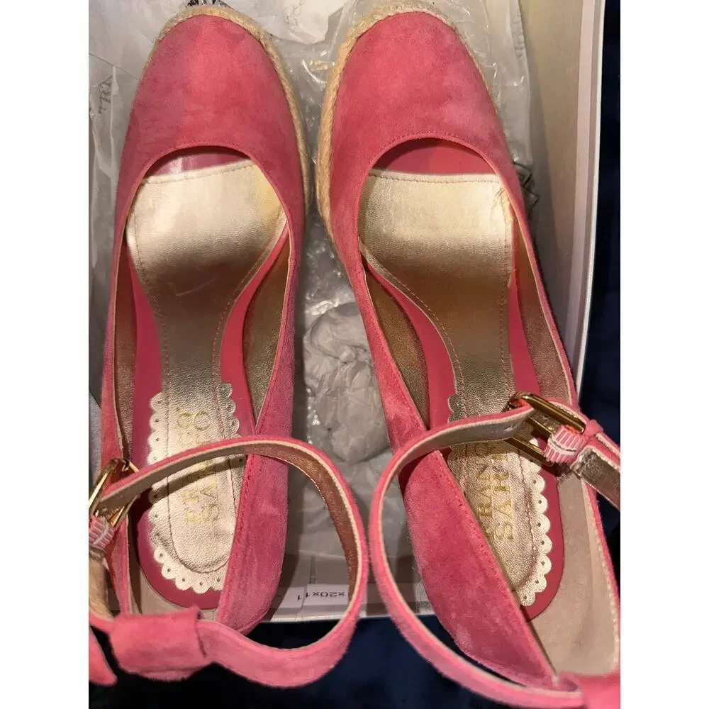 FRANCO SARTO pink suede espadrille heels - 7.5